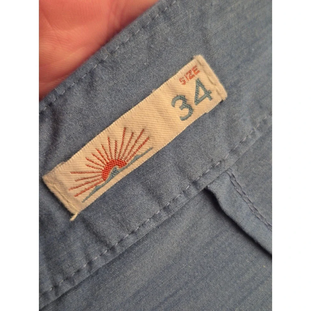 Faherty Men Blue Striped Board Shorts Size 34 Recycled Stretch Swim Trunks